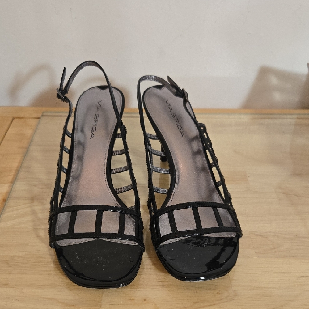Via Spiga Black Strappy Heels